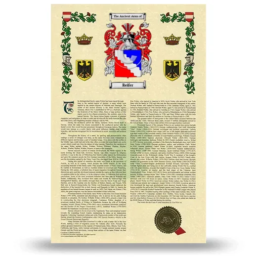 Reifer Armorial History with Coat of Arms