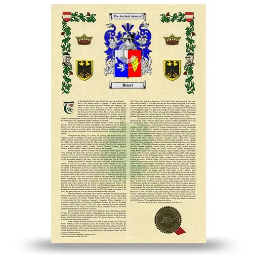 Renet Armorial History with Coat of Arms