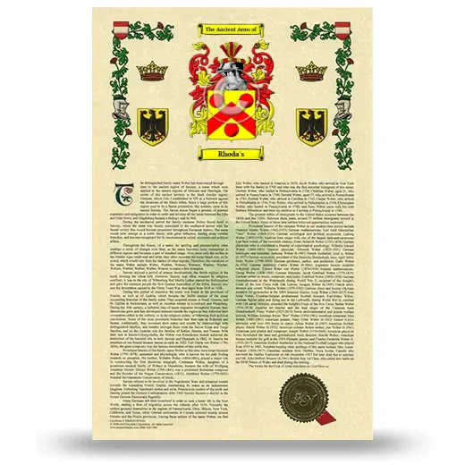 Rhoda's Armorial History with Coat of Arms