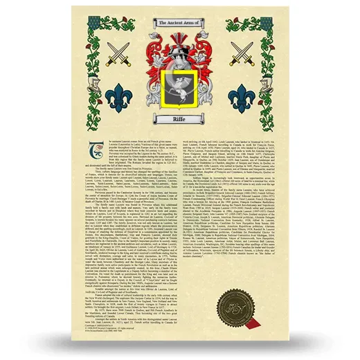 Riffe Armorial History with Coat of Arms
