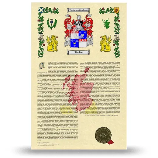 Ritchie Armorial History with Coat of Arms