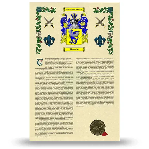 Riverain Armorial History with Coat of Arms
