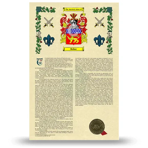 Robar Armorial History with Coat of Arms