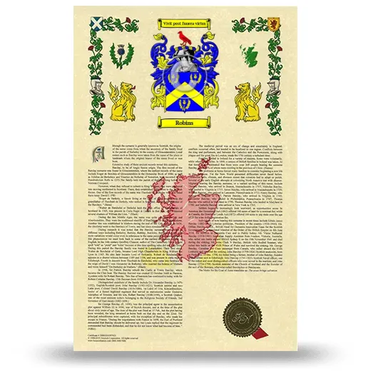 Robins Armorial History with Coat of Arms