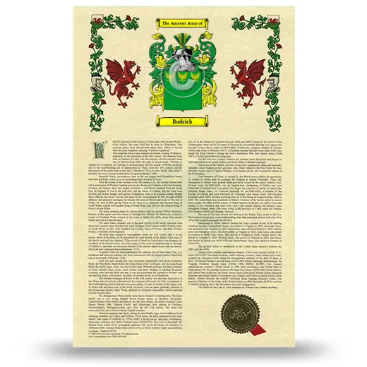 Rodrick Armorial History with Coat of Arms