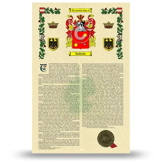 Rodstein Armorial History with Coat of Arms
