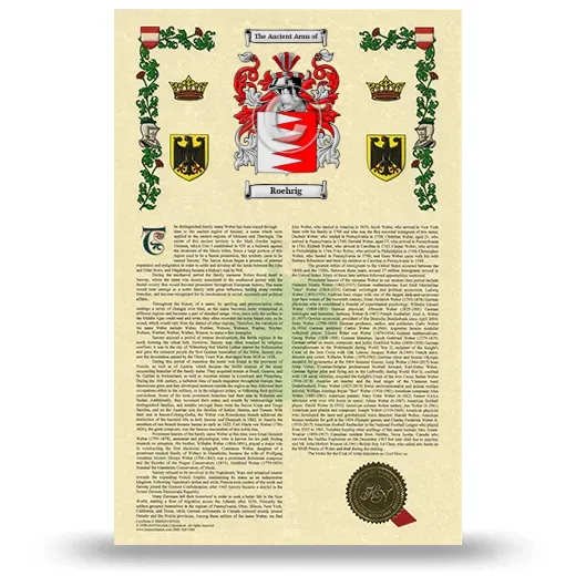 Roehrig Armorial History with Coat of Arms