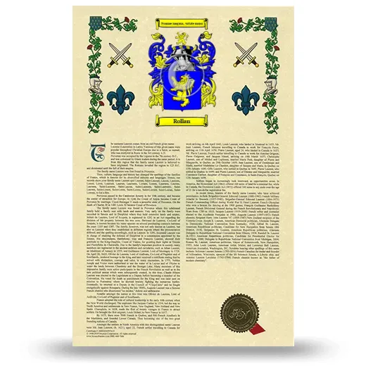 Rollan Armorial History with Coat of Arms
