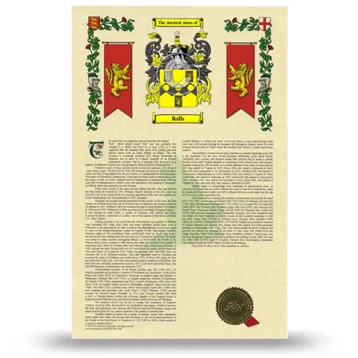 Rolls Armorial History with Coat of Arms