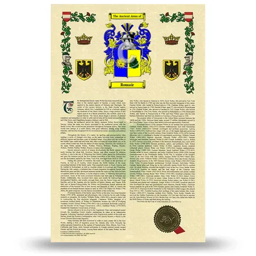 Romair Armorial History with Coat of Arms