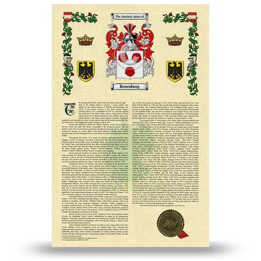 Rosenburg Armorial History with Coat of Arms