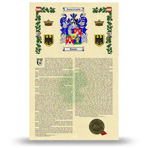 Rosner Armorial History with Coat of Arms