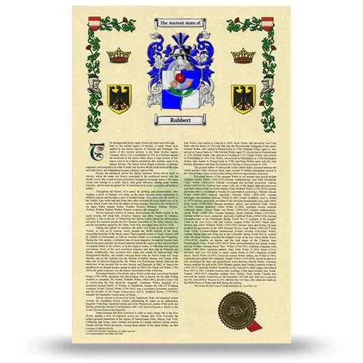 Rubbert Armorial History with Coat of Arms