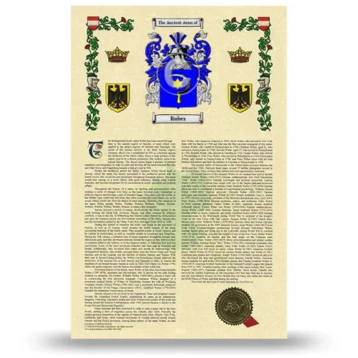 Rubes Armorial History with Coat of Arms