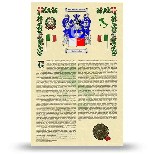 Rubinato Armorial History with Coat of Arms