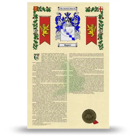 Rygate Armorial History with Coat of Arms