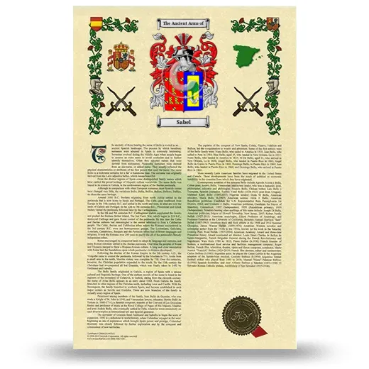 Sabel Armorial History with Coat of Arms