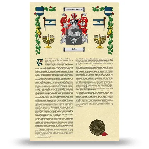 Saks Armorial History with Coat of Arms
