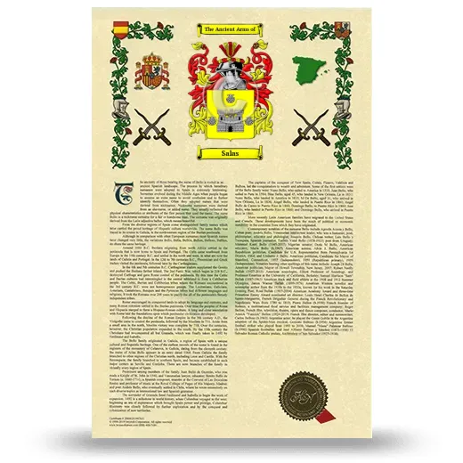 Salas Armorial History with Coat of Arms
