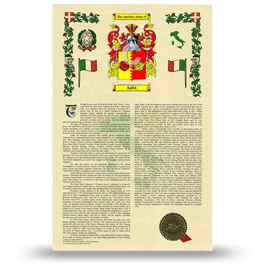 Salvi Armorial History with Coat of Arms