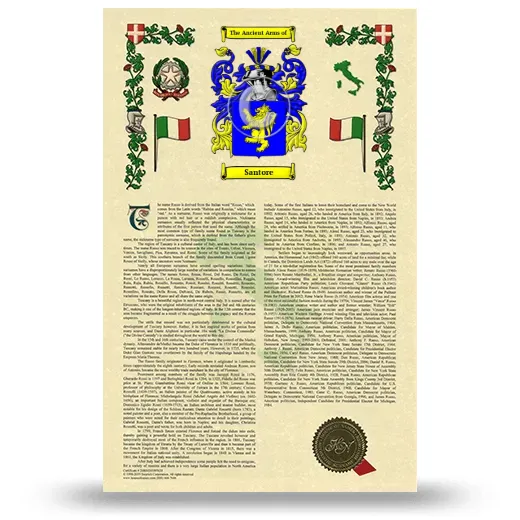 Santore Armorial History with Coat of Arms