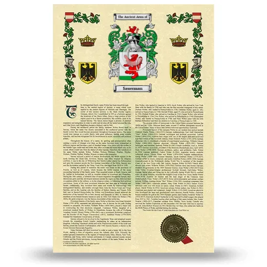 Sauerman Armorial History with Coat of Arms