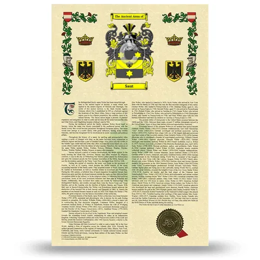 Saut Armorial History with Coat of Arms