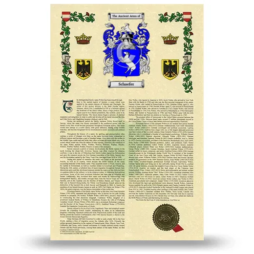 Schaefer Armorial History with Coat of Arms