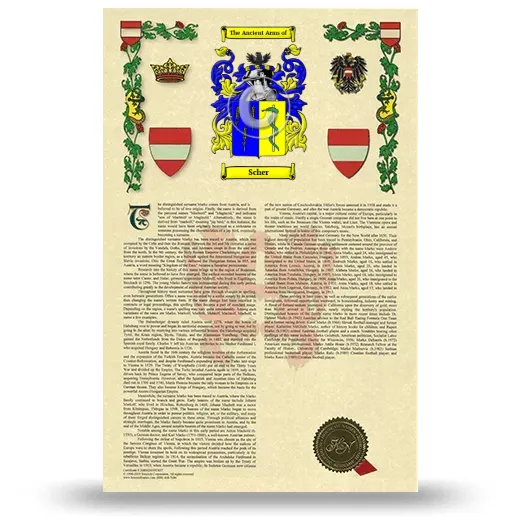 Scher Armorial History with Coat of Arms