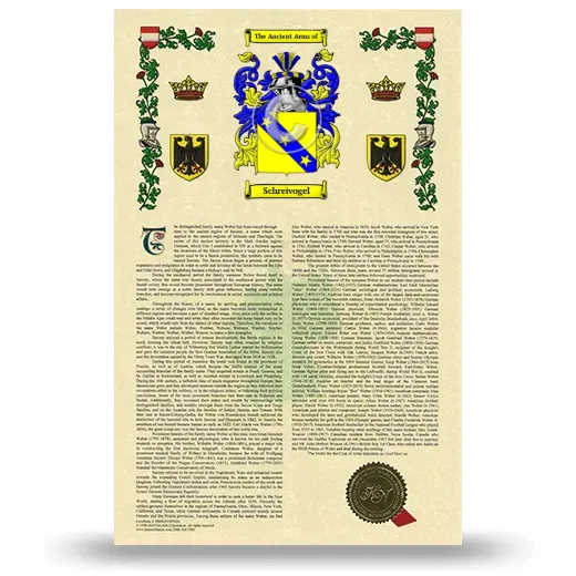 Schreivogel Armorial History with Coat of Arms