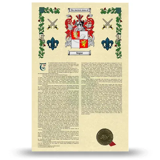 Segur Armorial History with Coat of Arms