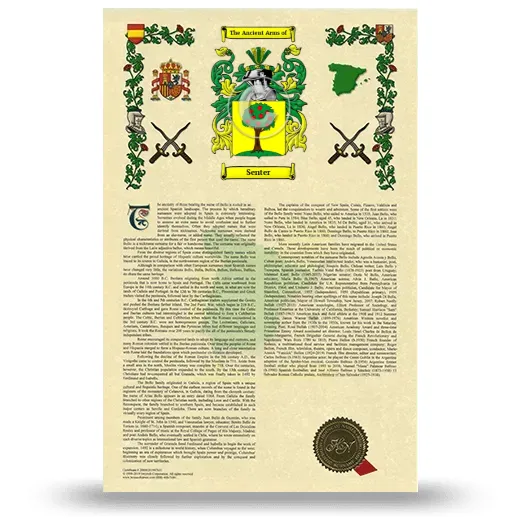 Senter Armorial History with Coat of Arms