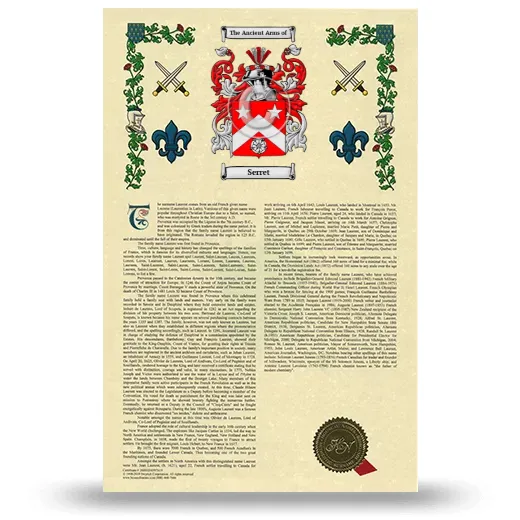 Serret Armorial History with Coat of Arms