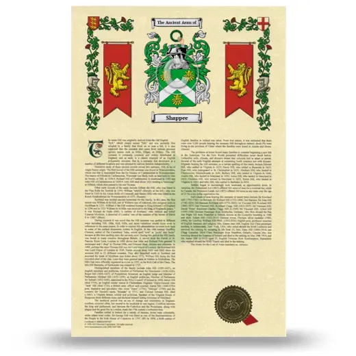 Shappee Armorial History with Coat of Arms