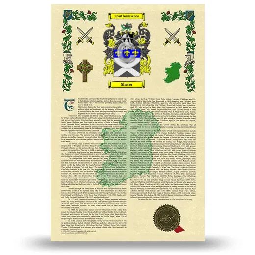 Sherer Armorial History with Coat of Arms