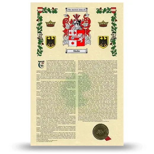 Shobe Armorial History with Coat of Arms
