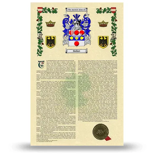 Siefert Armorial History with Coat of Arms