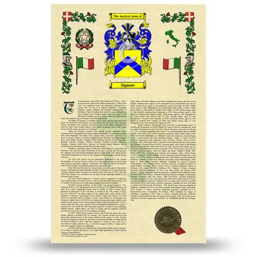 Signore Armorial History with Coat of Arms