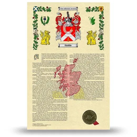 Skiddie Armorial History with Coat of Arms