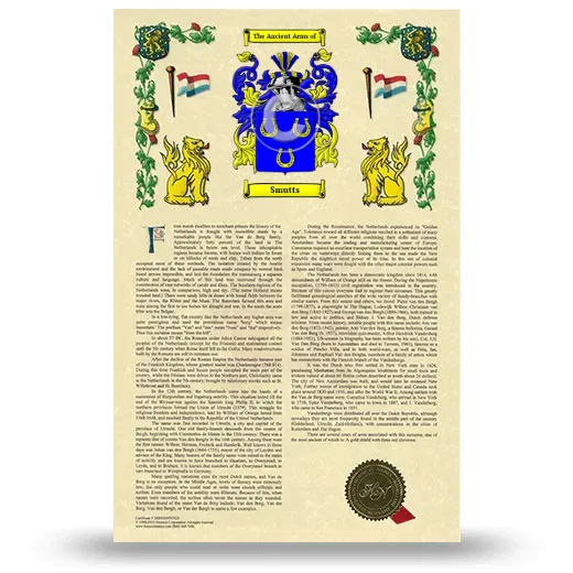 Smutts Armorial History with Coat of Arms