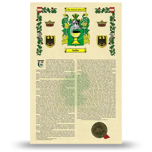 Snider Armorial History with Coat of Arms