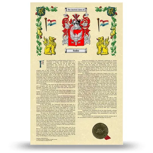 Soder Armorial History with Coat of Arms