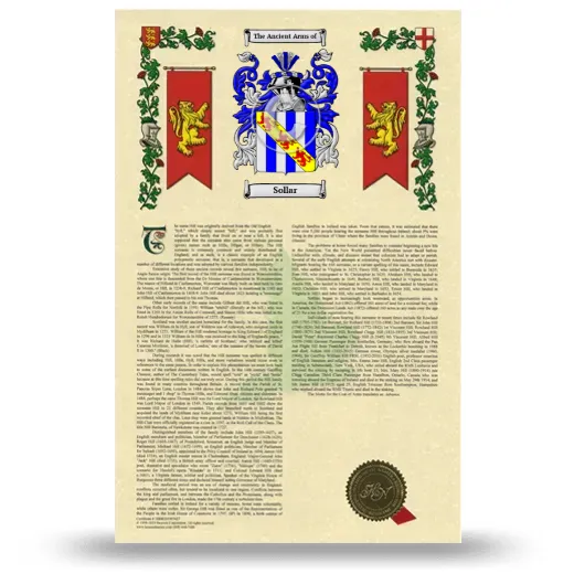 Sollar Armorial History with Coat of Arms