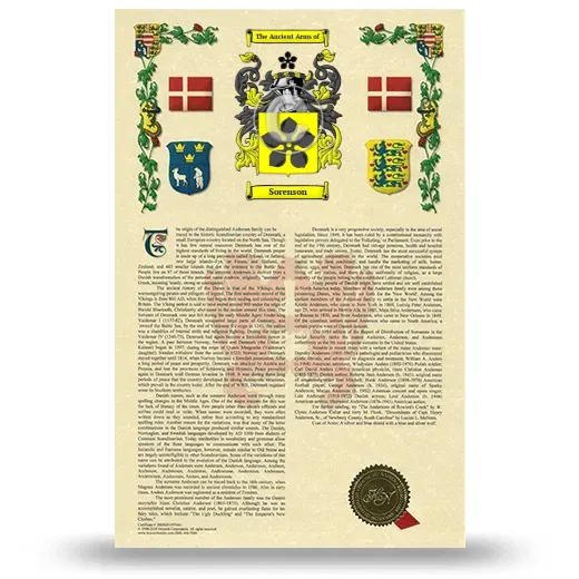 Sorenson Armorial History with Coat of Arms