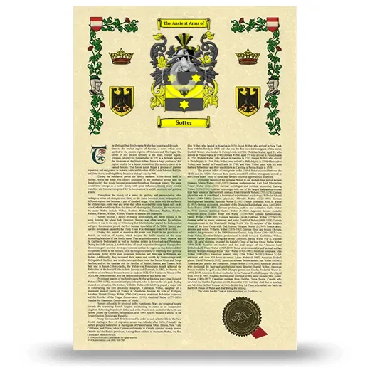 Sotter Armorial History with Coat of Arms