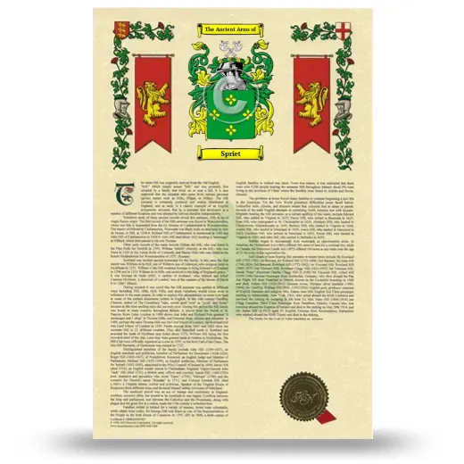 Spriet Armorial History with Coat of Arms