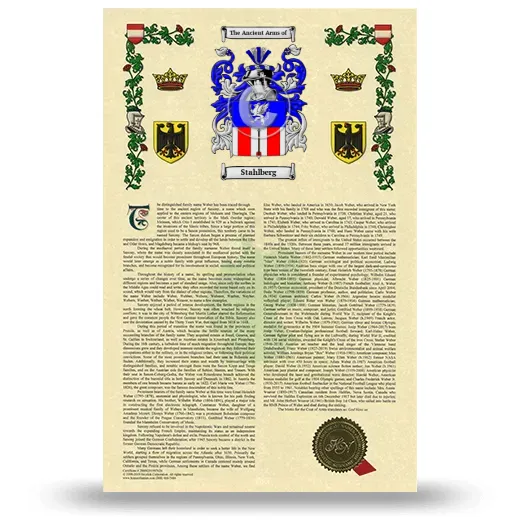 Stahlberg Armorial History with Coat of Arms