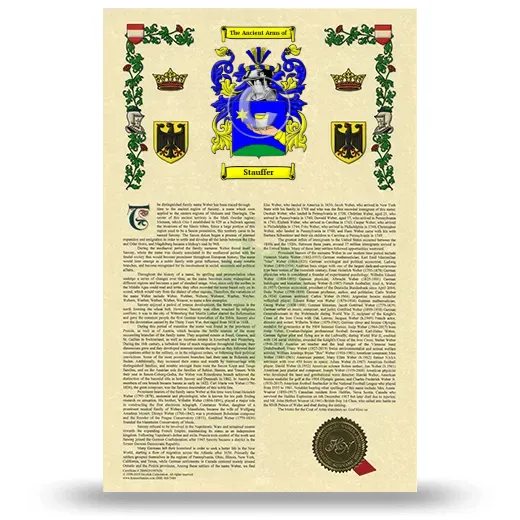 Stauffer Armorial History with Coat of Arms