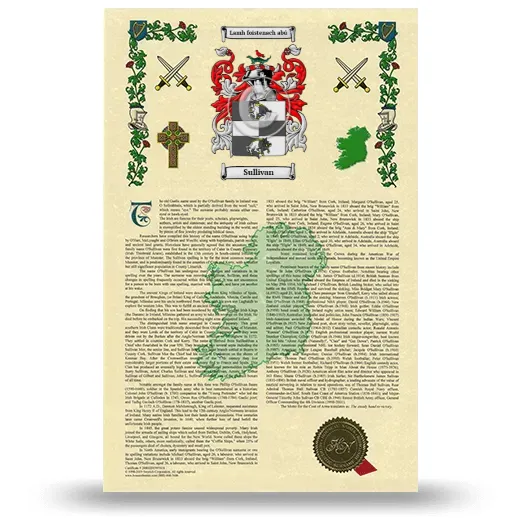 Sullivan Armorial History with Coat of Arms