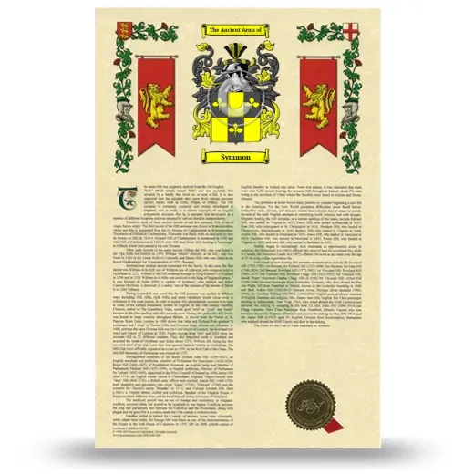 Symmon Armorial History with Coat of Arms